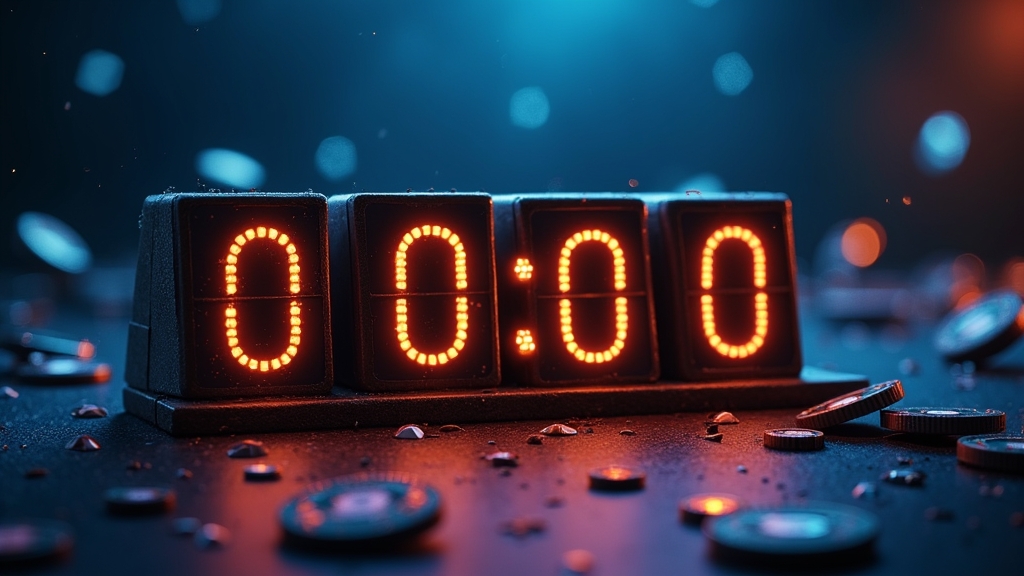 Dunkle Casino-Szene mit Countdown für einen No-Deposit-Bonuscode