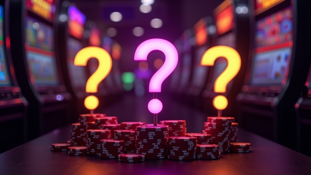 Casino-Hintergrund mit Fragenzeichen und Bonus-Chips